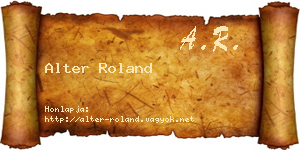 Alter Roland névjegykártya
